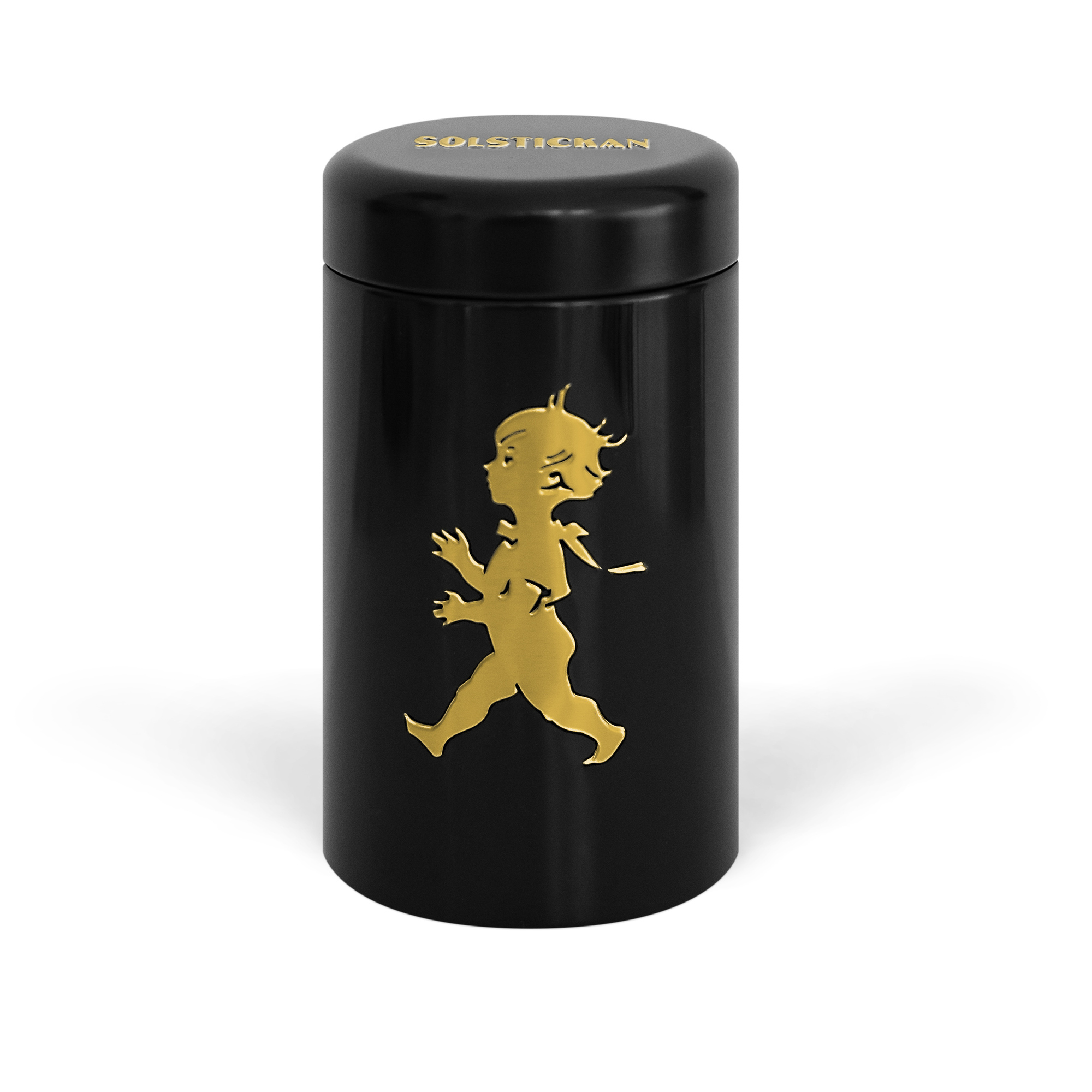 SN - DESIGNOVÉ ZÁPALKY V DÓZE Černá lesklá / zlatý lesklý emblém