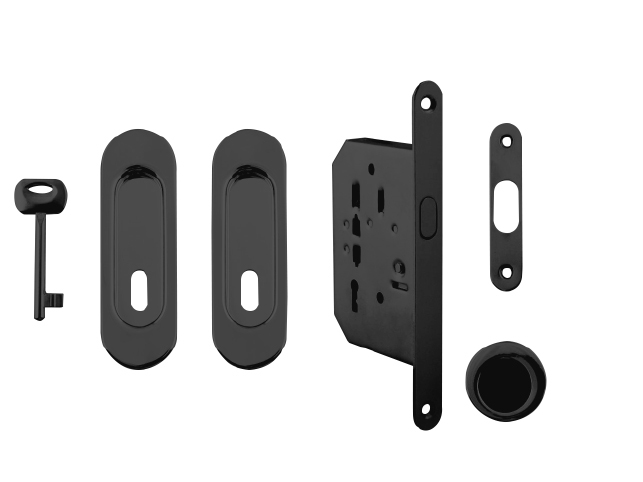 FT - Set na posuvné dveře oválný - BB / D BS - Černá matná