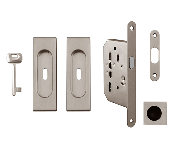 FT - Set na posuvné dveře hranatý - BB / S ONSM - Nikl broušený matný