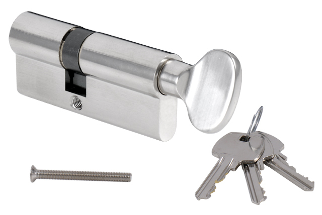 MP - Stavební cylindrická vložka - s knoflíkem AL ONS - Nikl broušený