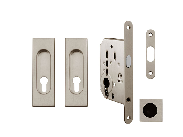 FT - Set na posuvné dveře hranatý - PZ / D ONSM - Nikl broušený matný