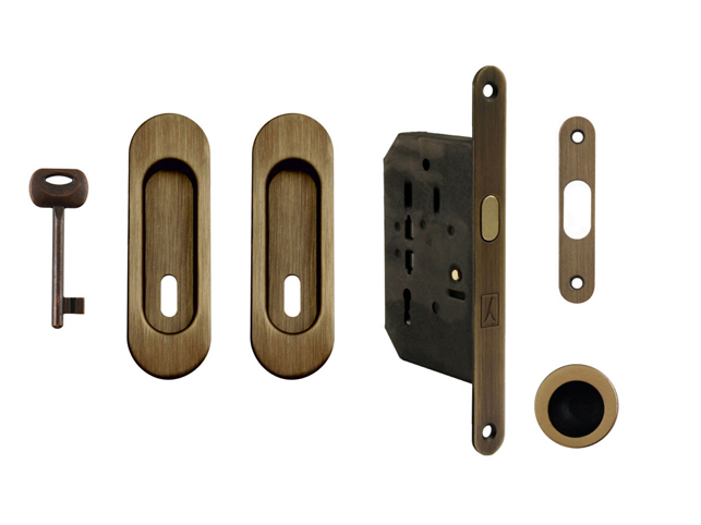 FT - Set na posuvné dveře oválný - BB / D OGS - Bronz česaný matný