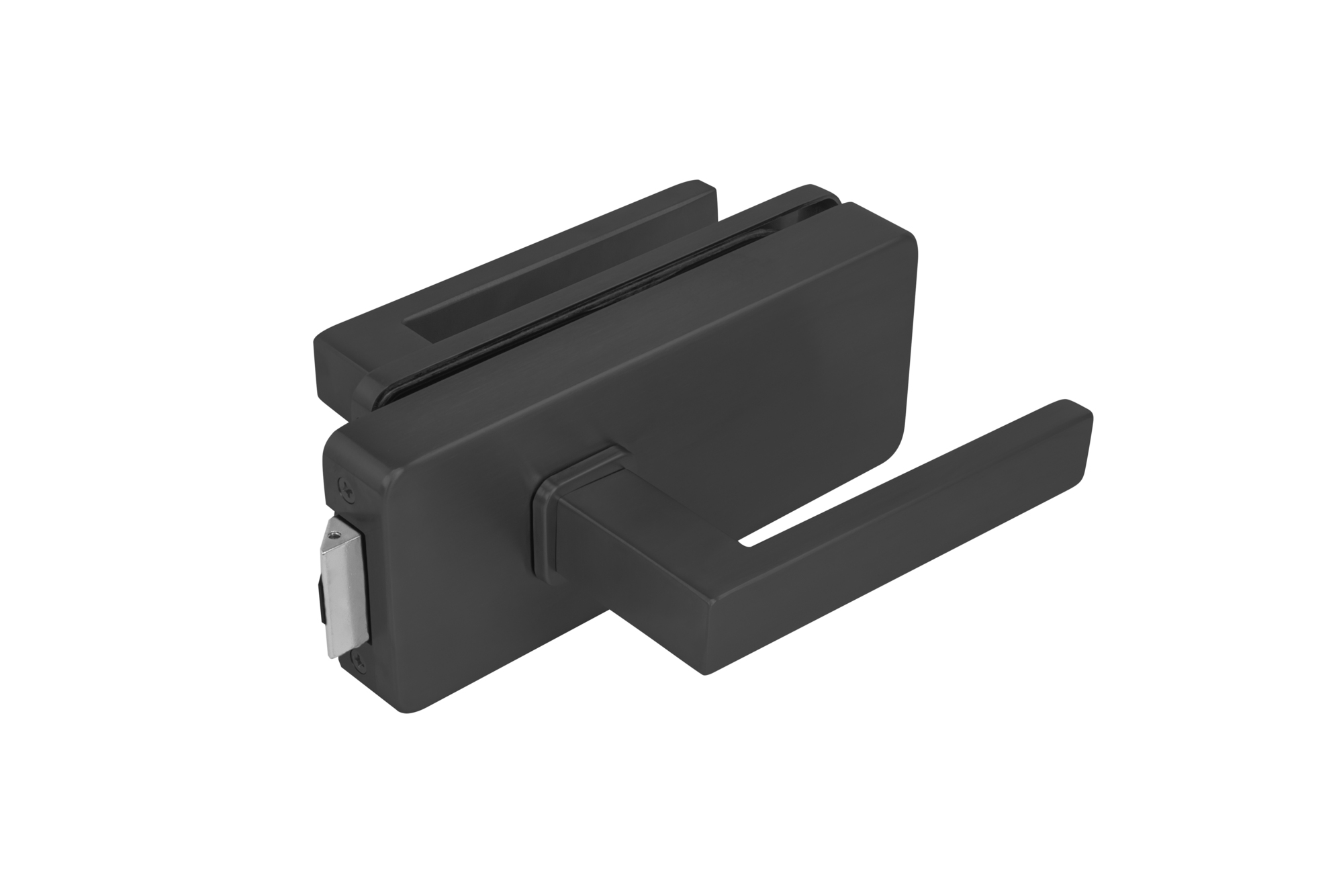 MP - UNIQUE R8 - ZÁMEK na sklo s klikou QUADRA - bez otvoru přední BS - Černá matná