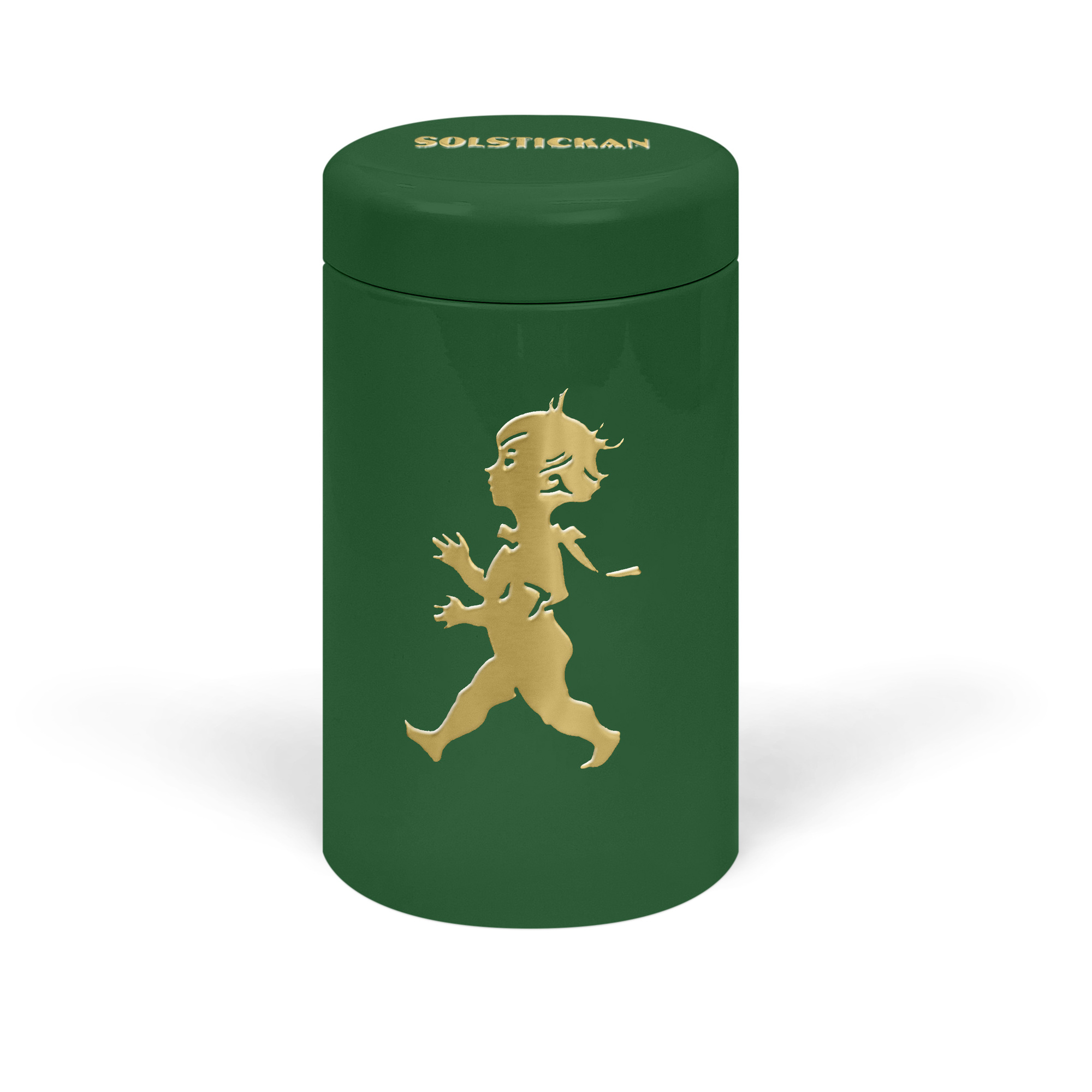 SN - DESIGNOVÉ ZÁPALKY V DÓZE Zelená lesklá / zlatý lesklý emblém