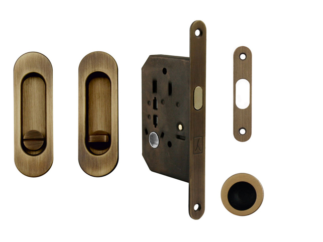 FT - Set na posuvné dveře oválný - WC OGS - Bronz česaný matný