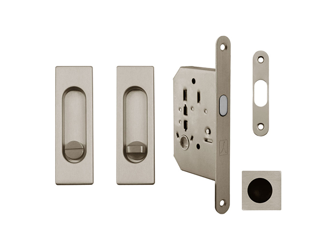 FT - Set na posuvné dveře hranatý - WC ONSM - Nikl broušený matný