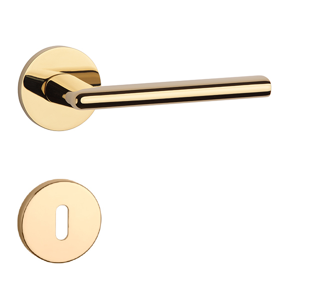 Klika na dveře AT - KALMIA - R 7S OLV PVD - Mosaz leštěná lakovaná PVD