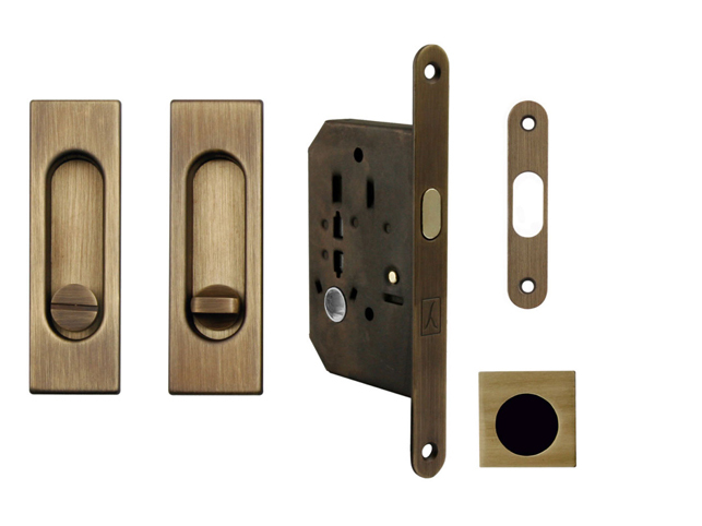 FT - Set na posuvné dveře hranatý - WC OGS - Bronz česaný matný