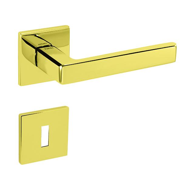 Klika na dveře TI - SONIA - HR 3095Q 5S OLV - Mosaz leštěná lakovaná (01)