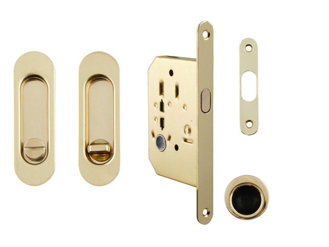 FT - Set na posuvné dveře oválný - WC OLV - Mosaz leštěná lakovaná