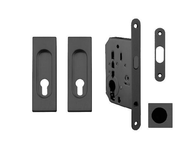 FT - Set na posuvné dveře hranatý - PZ / D BS - Černá matná