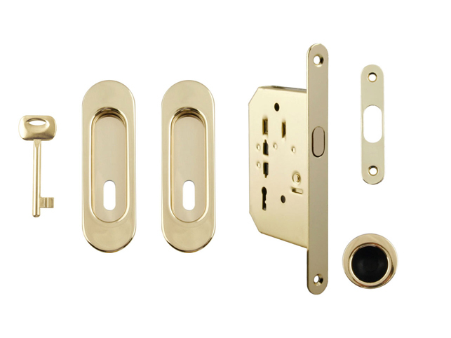 FT - Set na posuvné dveře oválný - BB / D OLV - Mosaz leštěná lakovaná