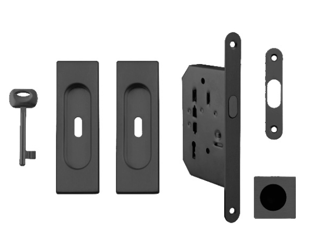 FT - Set na posuvné dveře hranatý - BB / S BS - Černá matná