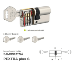 Bezpečnostní vložka DK - PEXTRA plus S NP - Nikl perla