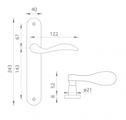 Klika na dveře TI - LEA - 1941 OLV - Mosaz leštěná lakovaná (01)