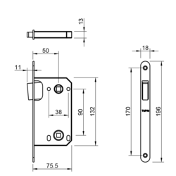 TI - Magnetický zámek 3599 WC 90 BS - Černá matná (153)