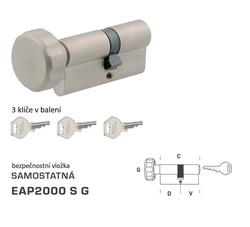 Bezpečnostní vložka DK - EAP2000 S G - s knoflíkem NP - Nikl perla