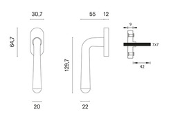 Klika na eurookno AT - DK - IRGA - R OLV PVD - Mosaz leštěná lakovaná PVD