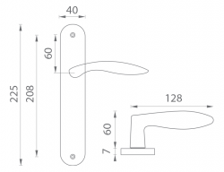 Klika na dveře BA - CLAUDIA - S BS - Černá matná
