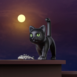 MTM339-01 MTM - KLÍČENKA - Kočka černá s kostí