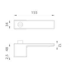 Klika na dveře ASG - HEDERA - RT s uzamykáním BS - Černá matná + výplň nerez matná