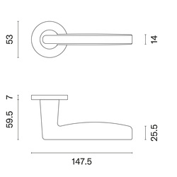 Klika na dveře AT - LUNA - R 7S OC - Chrom lesklý