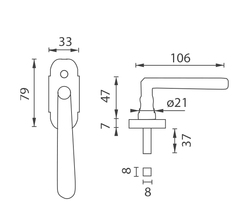 Půloliva na okno NI - ALT WIEN - půloliva VELKÁ OBMP - Staromosaz matný lak