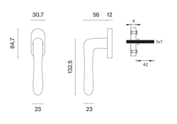 Klika na eurookno AT - DK - CYNIA - R BS - Černá matná