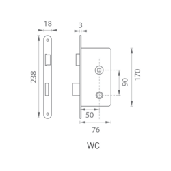 AGB - Zámek na dveře F18 - WC ONL - Nikl lesklý