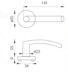 Klika na dveře MP - ESSO - R BS - Černá matná