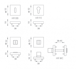 Rozeta ke klice MP - ROZETA - HR BS/OC - Černá matná / chrom lesklý