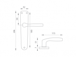 Klika na dveře BA - LUXOR - B F1 - Stříbrný elox