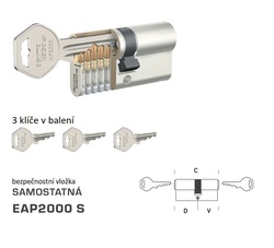Bezpečnostní vložka DK - EAP2000 S NP - Nikl perla