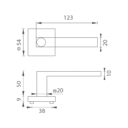 Klika na dveře MP - QUADRA - HR BN - Broušená nerez