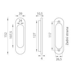 MP - MUŠLE OVÁL 040 bez otvoru BS - Černá matná