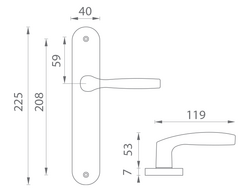 Klika na dveře BA - LUXOR - S BS - Černá matná