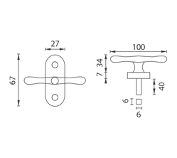 Oliva na okno NI - ELEGANT - OLIVA NAT - Natural mosaz nelakovaná