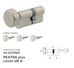 Bezpečnostní vložka DK - PEXTRA plus combi US G - s knoflíkem NP - Nikl perla