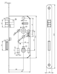 MP - Zadlabací zámek WC 72/80 - D 2355 L/P Černý pozink