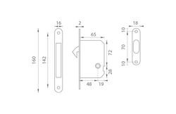 FT - Zámek na posuvné dveře 61/50 WC ONL - Nikl lesklý