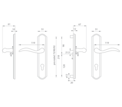 Zpevněné kování MI - LYON/JULIA - SO OLV/OLS - Mosaz leštěná lakovaná / mosaz broušená