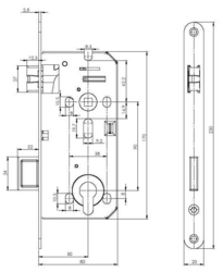 MP - Zadlabací zámek PZ 90/80 - C 4150 pozink L/P Bílý pozink