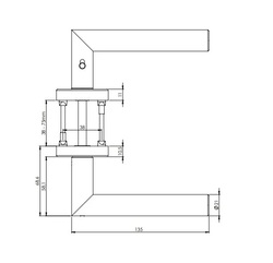 Klika na dveře GK - LUCIA - R - S2L s uzamykáním Grafit černá (78)