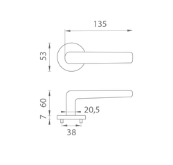 Klika na dveře AT - INULA - R 7S OLV PVD - Mosaz leštěná lakovaná PVD