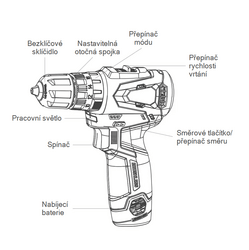 MP - AKUMULÁTOROVÁ 12 V VRTAČKA S PŘÍKLEPEM