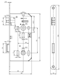 MP - Zadlabací zámek WC 90/80 - C 4350 pozink L/P Bílý pozink