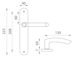 Klika na dveře BA - NERO - S BS - Černá matná