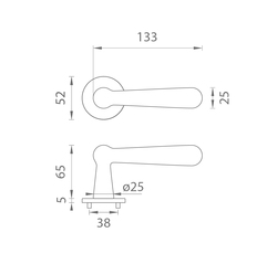 Klika na dveře AS - ROSEMARY - R 5S OLV - Mosaz leštěná lakovaná