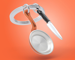 MTM364-01 MTM - KLÍČENKA - Pánvička a nůž pro šefkuchaře