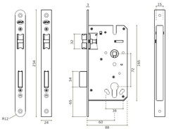 JNF - ZÁMEK PZ 72 IN.20.895.R BN - Broušená nerez